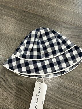 Janie and Jack Navy and White Gingham Bucket Hat